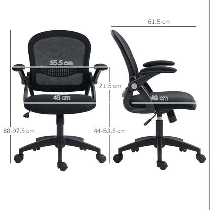 Ergonomic Office Chair with Mesh Backrest and Adjustable Height, 65.5x61.5x88-97.5cm, Black