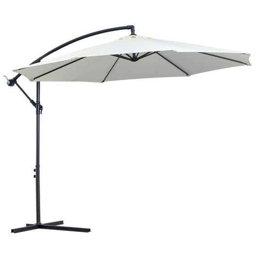 Outdoor Umbrella 3x2.5m with Crank, in Steel and Anti-UV Polyester, Cream