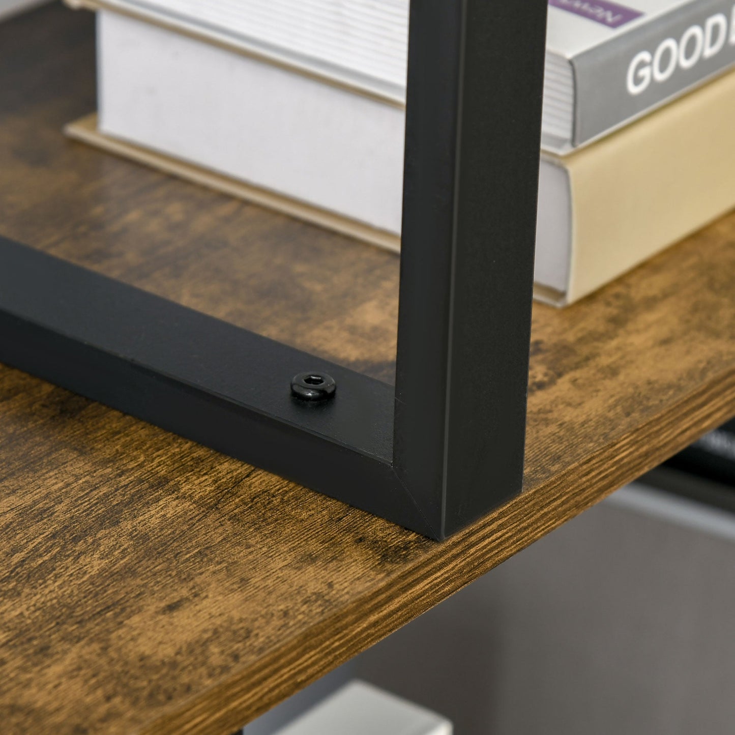 Industrial Style Anti-Tip Bookcase, Vintage Shelf with 5 Chipboard Shelves, 102x30x160cm