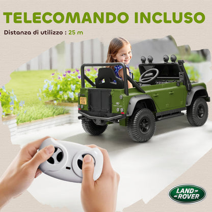 Electric Ride-On Car for Kids Ages 3-5, Land Rover Official 12V with Remote Control, Suspension, LED Lights, Green