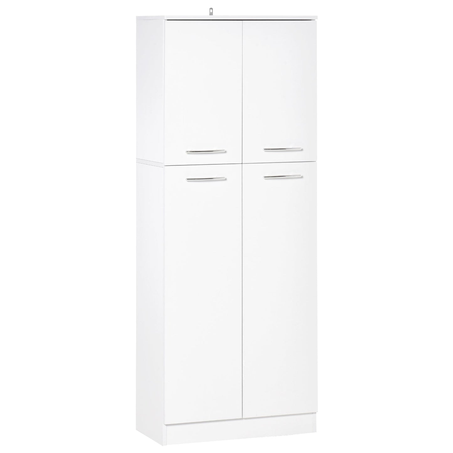 Multipurpose Pantry Cabinet with 2 Cabinets and Adjustable Shelves, MDF, 59x31x155cm, White
