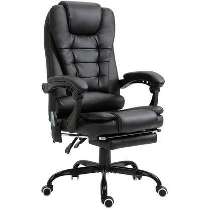 Office Chair with 7 Vibrating Points, Footrest and 155° Reclining Backrest, Black
