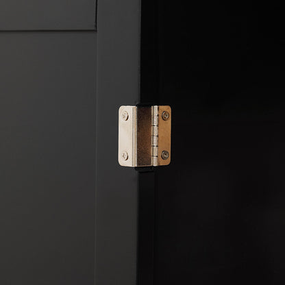 Kitchen Trolley with Cabinet, 2 Drawers and Spice Rack, Wooden Kitchen Island, 89x45x89.5cm, Black