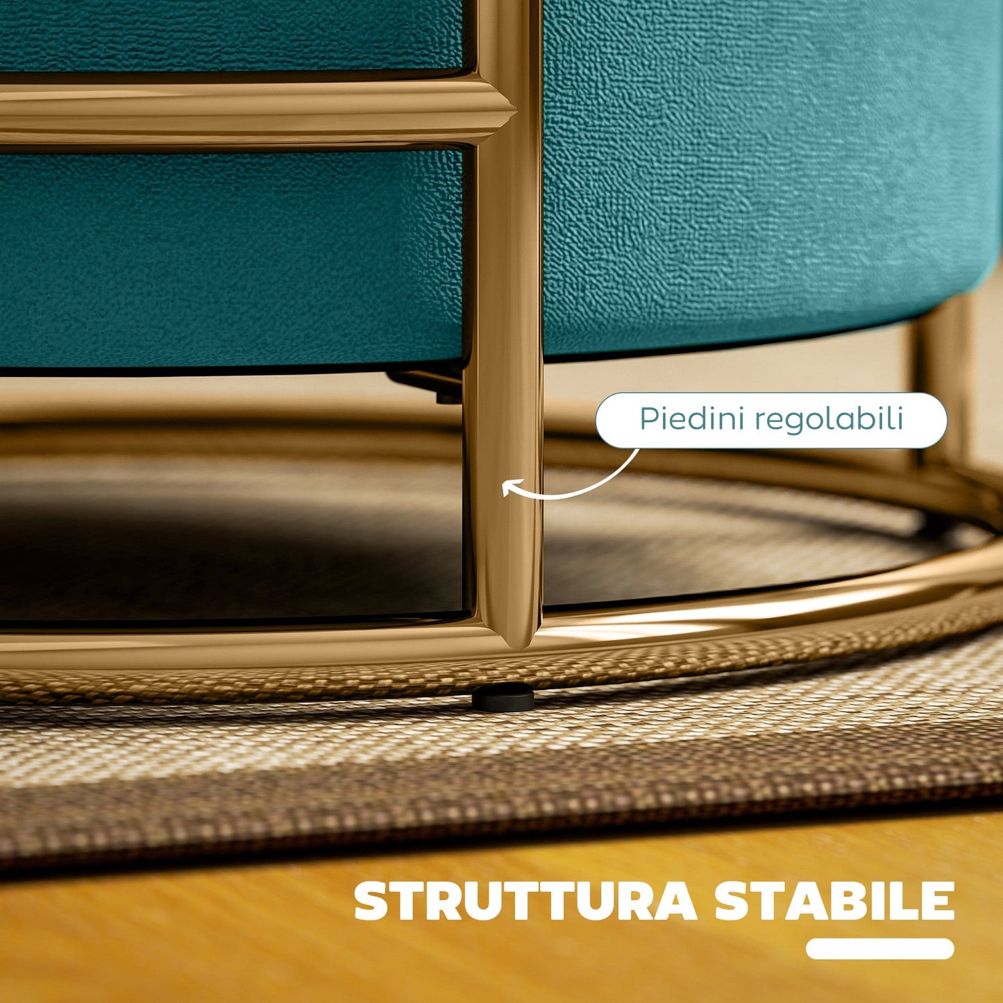 Round Velvet Storage Ottoman with 24L Compartment and Removable Lid, Ø42x39 cm, Green