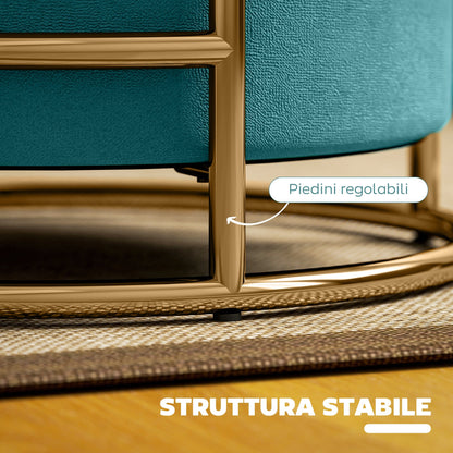 Round Velvet Storage Ottoman with 24L Compartment and Removable Lid, Ø42x39 cm, Green