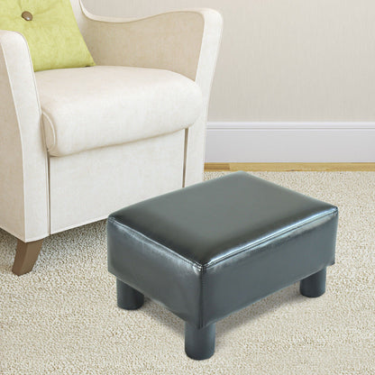 Rectangular Footstool Padded and Covered in Black Faux Leather, Max. 100kg, for Living Room and Entrance, 40x30x24 cm
