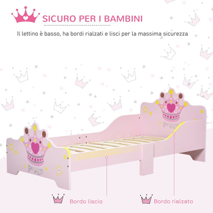 Children's Bed with Raised Edges and 6 Wooden Legs for Children's Bedroom, Cot for Children from 3-6 Years, 143x73x60cm, Pink