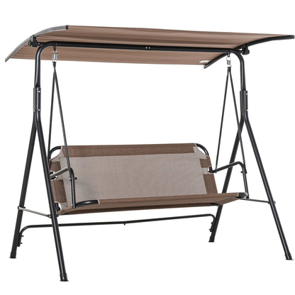 LOUISIANA | 3 Seater Garden Swing Terrace with Adjustable Canopy in Metal and Texteline 172x110x155cm Brown
