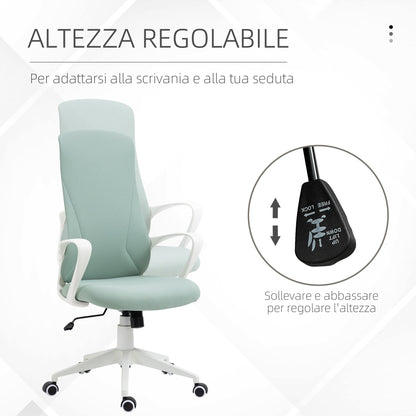 Ergonomic and Padded Office Chair with Adjustable Height and Rocking, 62x56x110-119.5 cm, Green
