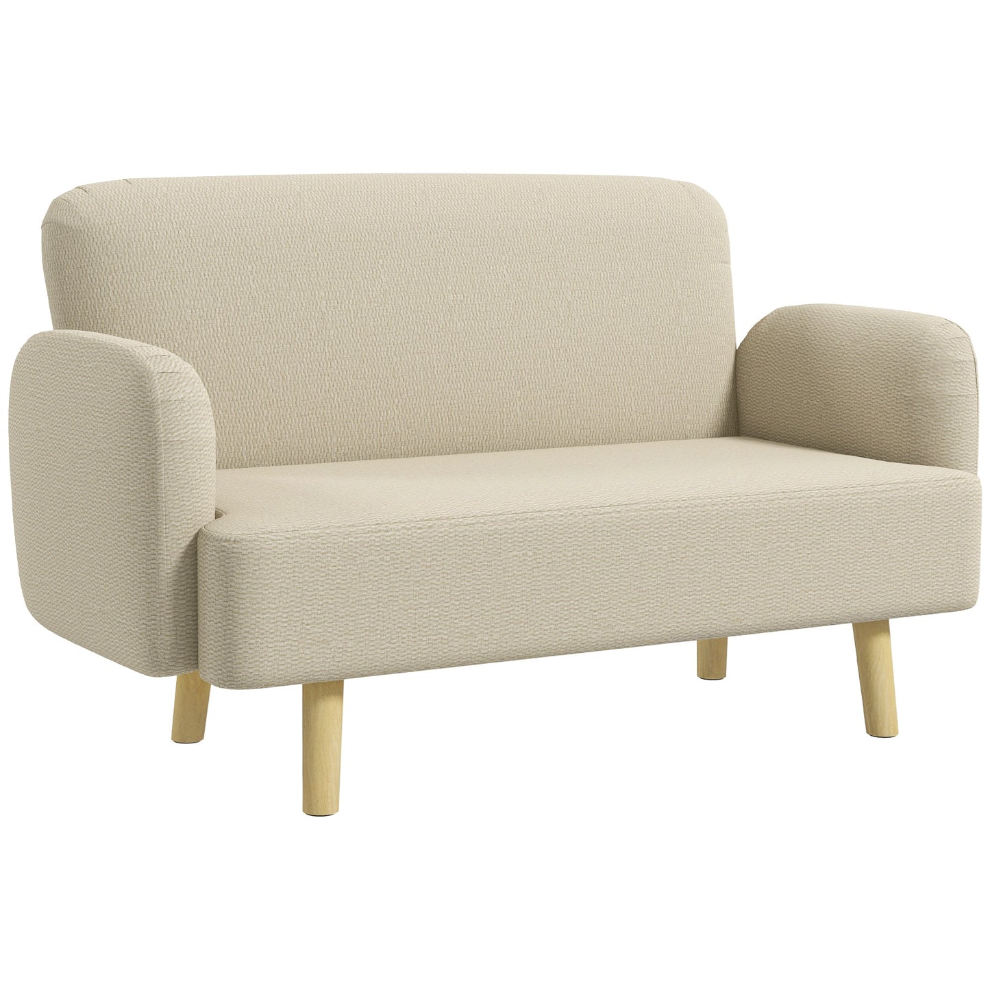 Modern 2-Seater Sofa Velvet Effect with Thick Padding, 140x74x79cm, Cream White