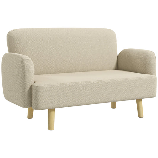 Modern 2-Seater Sofa Velvet Effect with Thick Padding, 140x74x79cm, Cream White