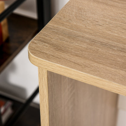 Modern Wooden Desk with 3-Tier Bookshelf, 100x44x74cm, White and Oak