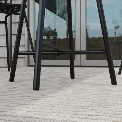 Modern Garden Coffee Table with Wood Plastic Top, Rattan and Steel, 50x50x55 cm, Grey and Black