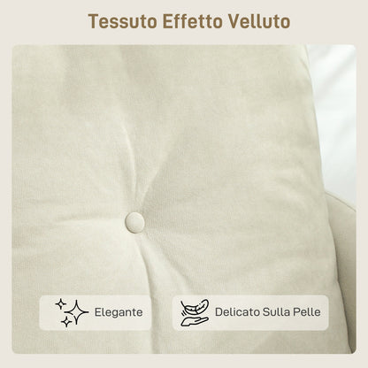 2-Seater Modern Sofa with Quilted Backrest and Velvet Upholstery, 124x73x92 cm, Cream