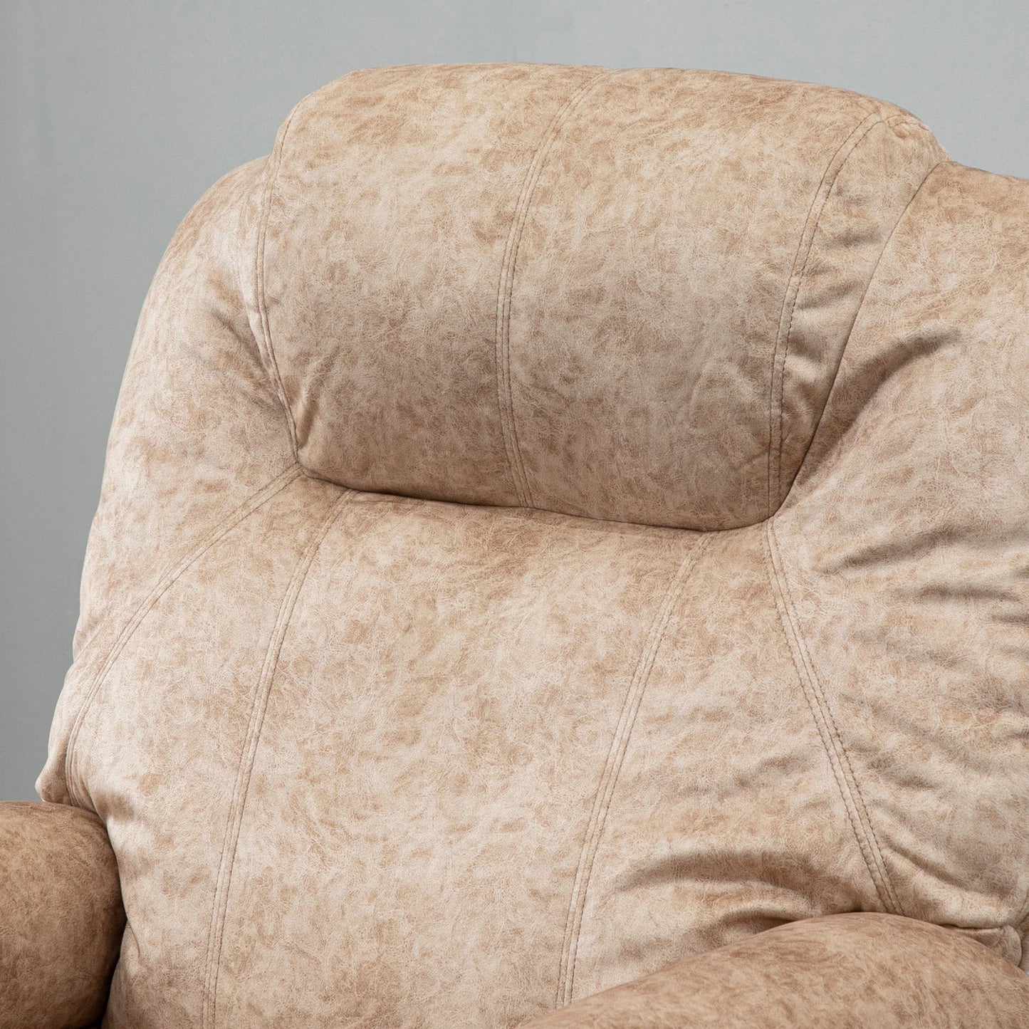 Manual Reclining Fabric Relax Chair with Removable Footrest and Side Pocket, Beige