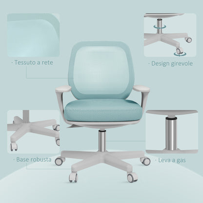 Ergonomic Height-Adjustable Office Chair with Breathable Backrest, 55x48x82.5-94.5 cm, Light Green