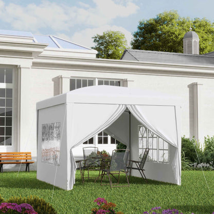 3x3m Folding and Waterproof Gazebo with Side Panels, Steel and Oxford Fabric, White