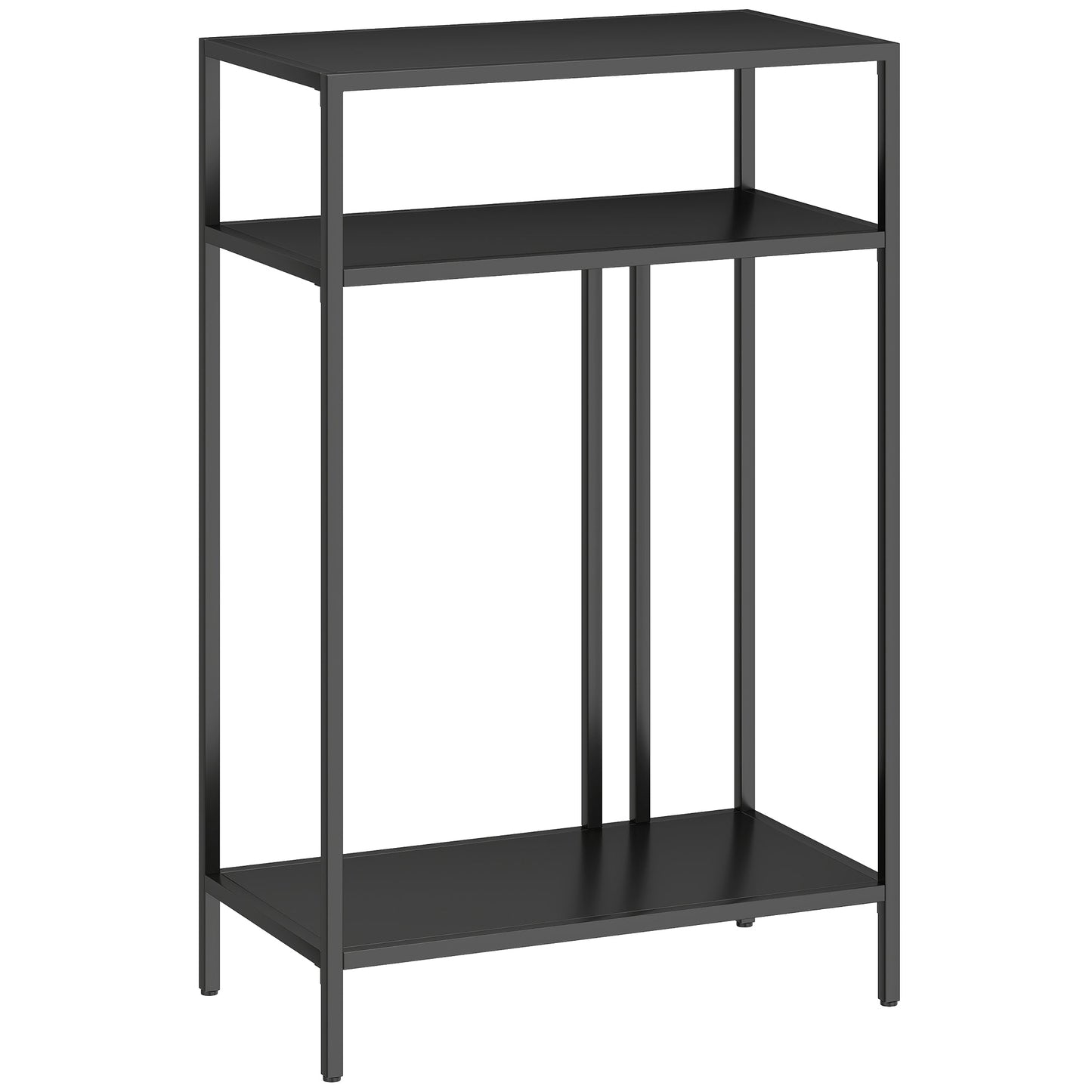 Console Table with 3-Tier Open Shelves, Steel, 55x30x85 cm, Black