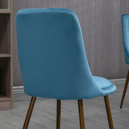 TEAL  | Padded Kitchen Chairs, Set of 4 in Polyester and Steel, 47x55x86 cm, Blue