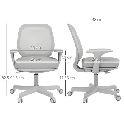 Ergonomic Reclining Office Chair with Adjustable Height and 5 Wheels, 55x48x82.5-94.5 cm, Grey