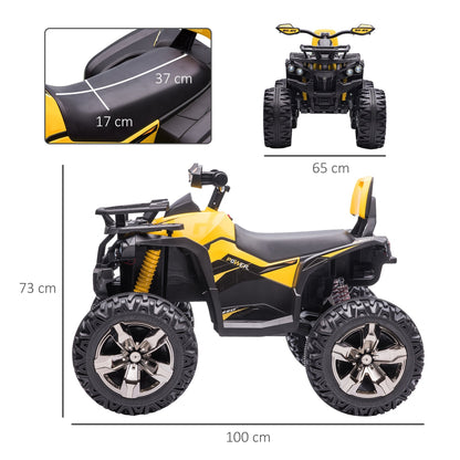 Quad for 12V electric children with headlights and rechargeable battery, age 3-5 years, 100x65x73cm, yellow