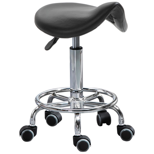 Height Adjustable Stool with 5 Wheels and Ergonomic Foam Padded Seat, 36.2x37. 5x51-66 cm, Black