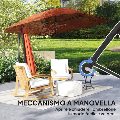Cantilever Umbrella with Adjustable Cover and Cross Base, in Metal and Polyester, 260x304x245 cm, Bordeaux