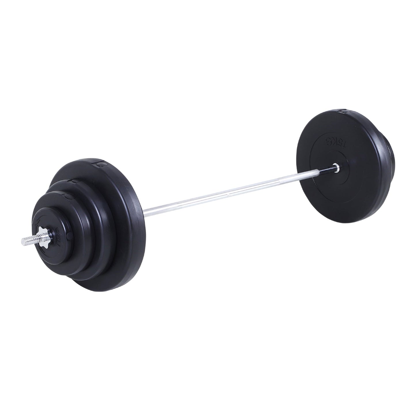 70kg Barbell and Disc Set, 8 Plastic Coated Weight Discs and Iron Bar, 170x40.5x40.5cm Black