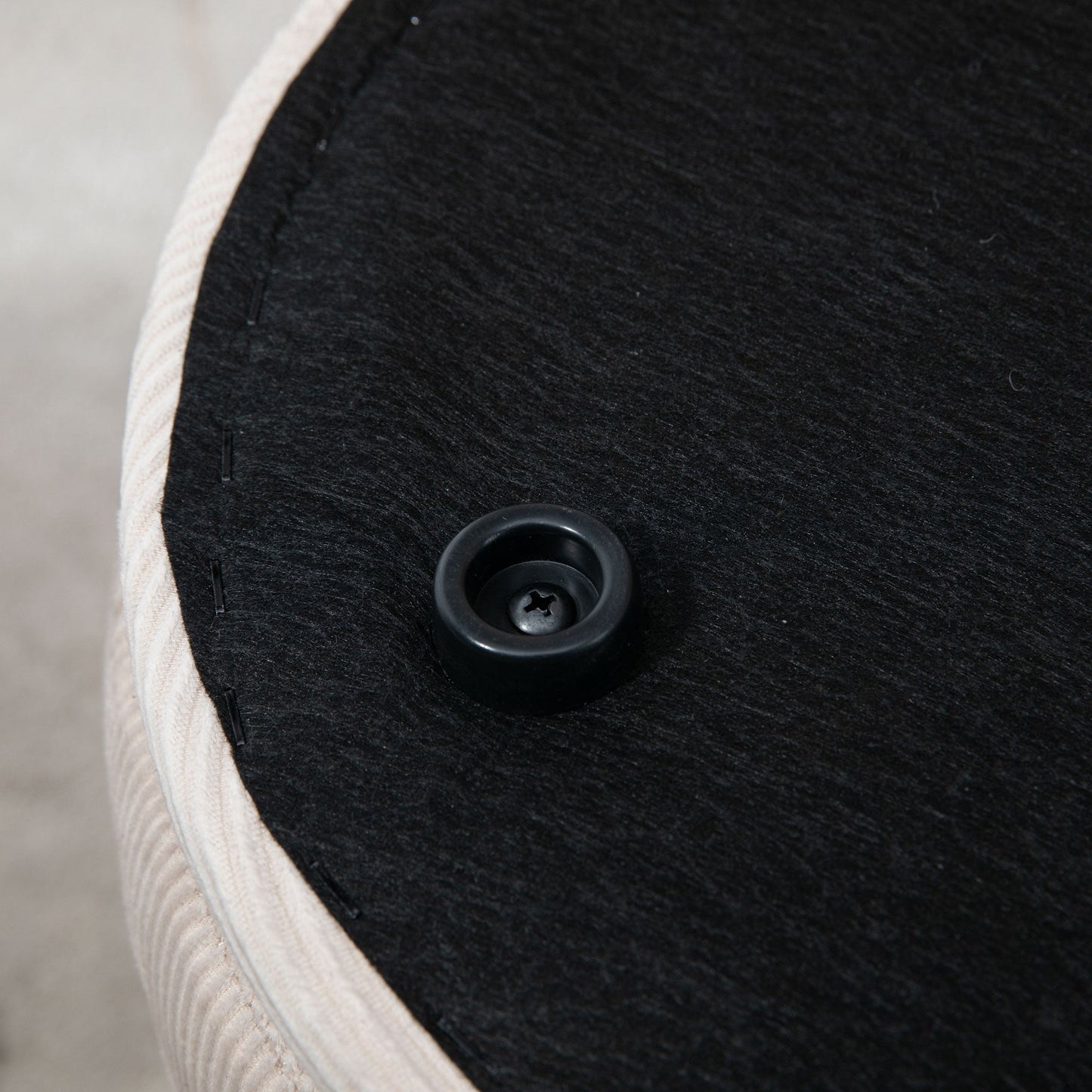 Set of 2 Round Corduroy Storage Ottomans, White