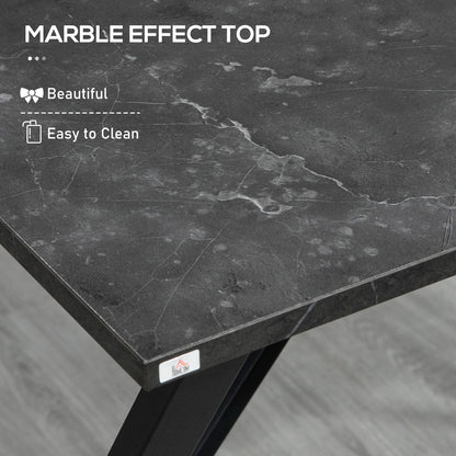 Industrial Style Bar Counter High Table Marble Effect, Wood and Steel 120x60x102 cm, Black