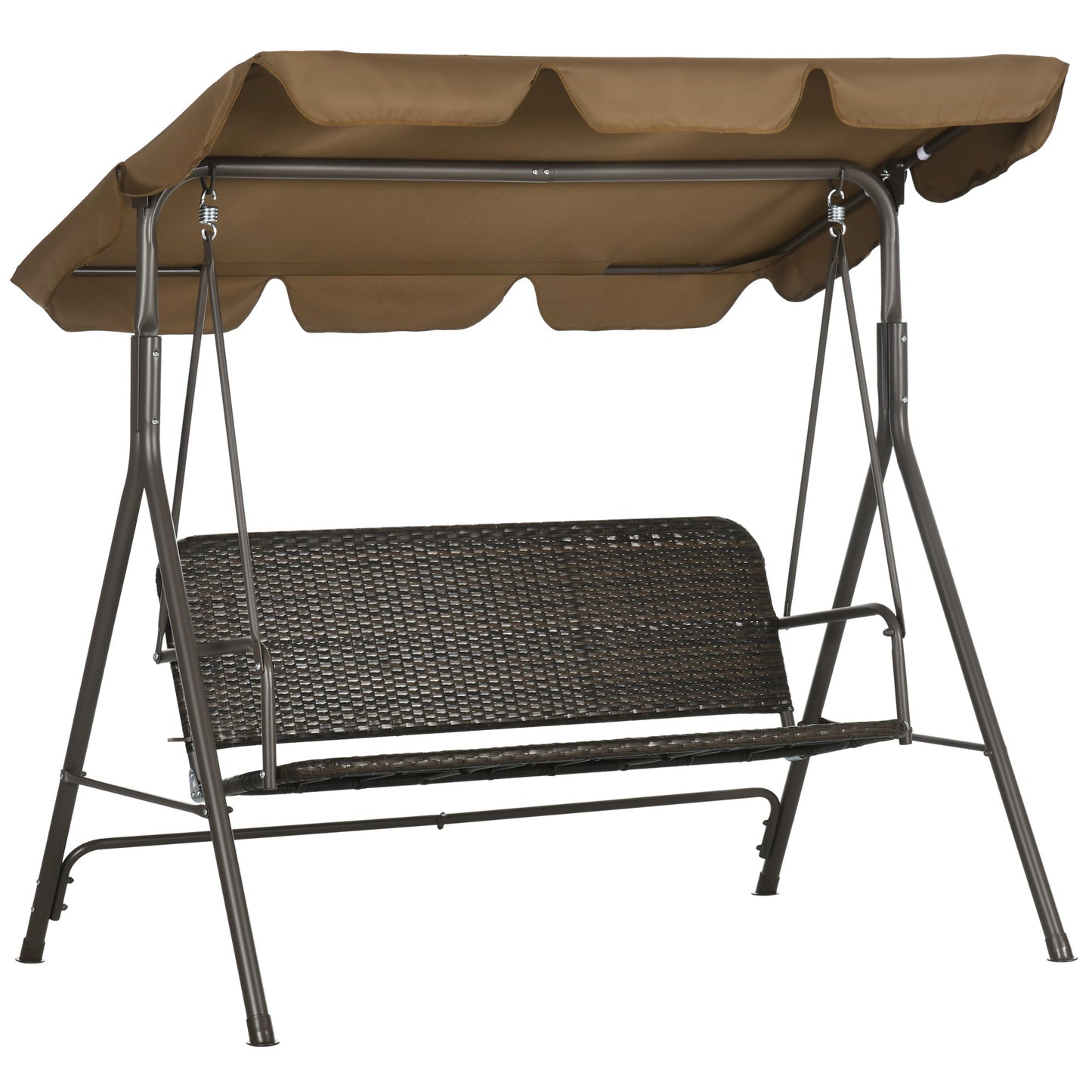 ARIZONA | 3 Seater Garden Swing with Adjustable Canopy in PE Rattan and Steel, 167x112x153cm