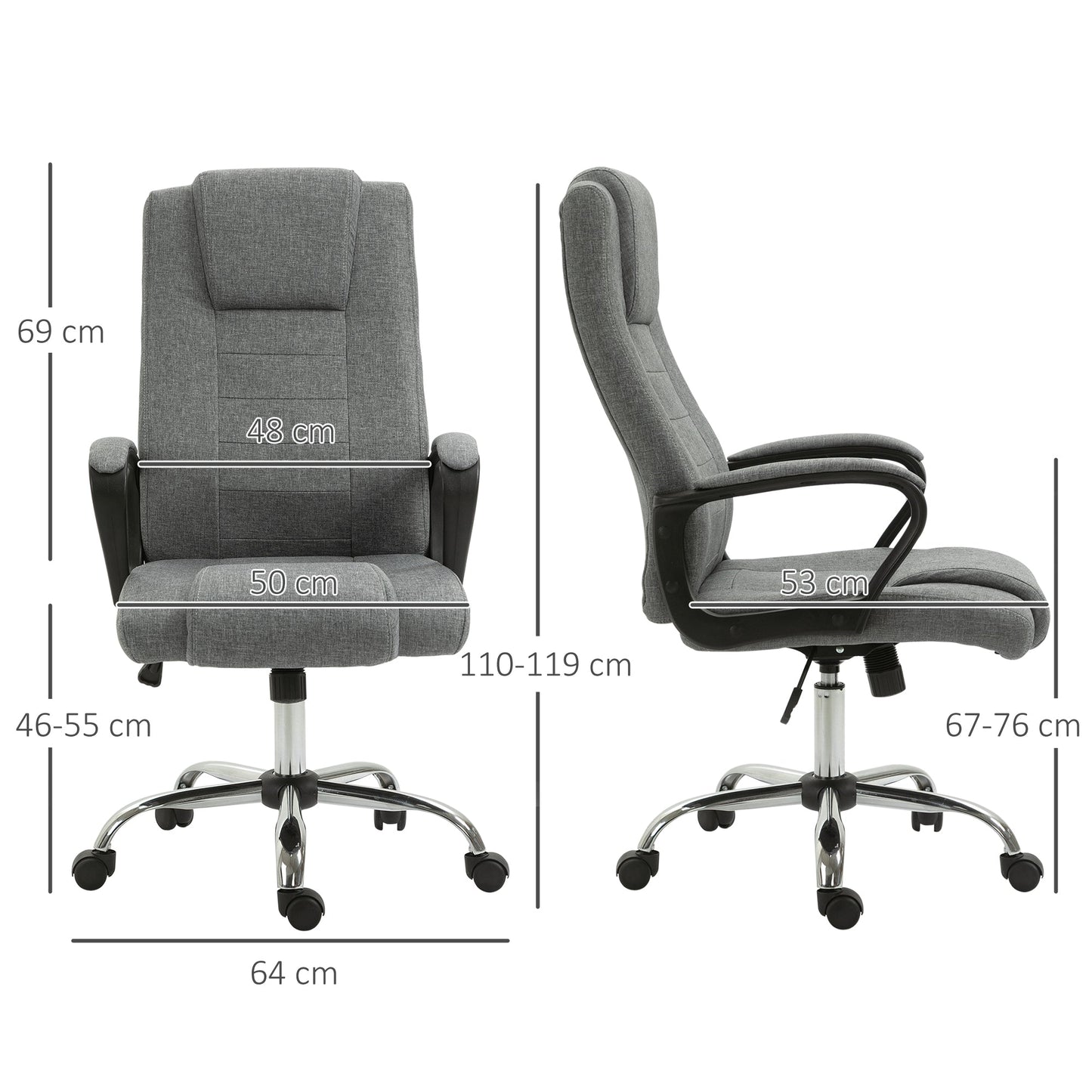 Ergonomic Presidential Office Chair Tilting and Padded with Adjustable Height and Tilt, 62 x 76 x 110-119cm