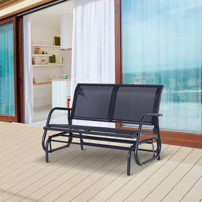 2-Seater Garden Swing Bench in Metal and Breathable Mesh Fabric, 120x70x85cm, Black