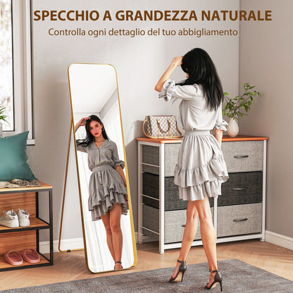 40x160cm Rectangular Full-Length Freestanding Easel Mirror, Gold