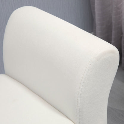 Storage Bench with Armrests, in Velvet Effect Fabric and Wood, 111.5x41x65 cm, Cream White