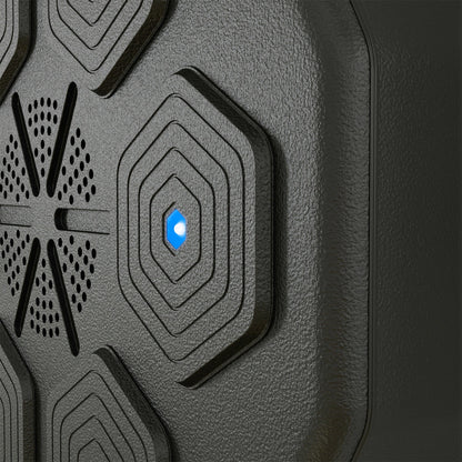 Wall-Mounted Musical Boxing Machine with Bluetooth Connection and Blue Lights, 40x40 cm, Black