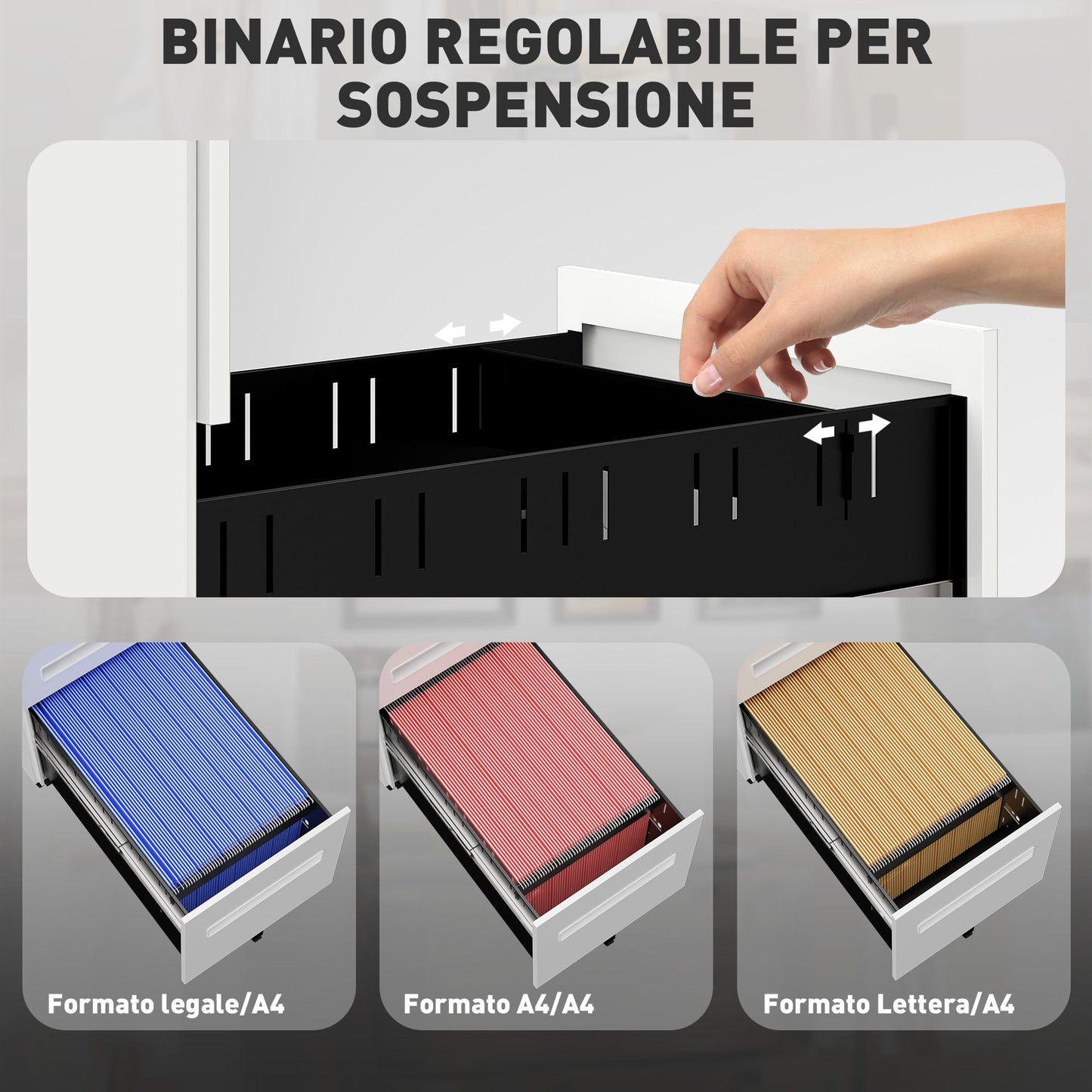 Steel Document Holder on 5 Wheels with 2 Drawers and Pen Tray, 30x43.5x60 cm, White