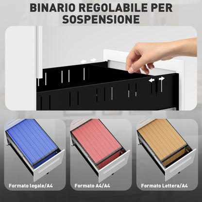 Steel Document Holder on 5 Wheels with 2 Drawers and Pen Tray, 30x43.5x60 cm, White