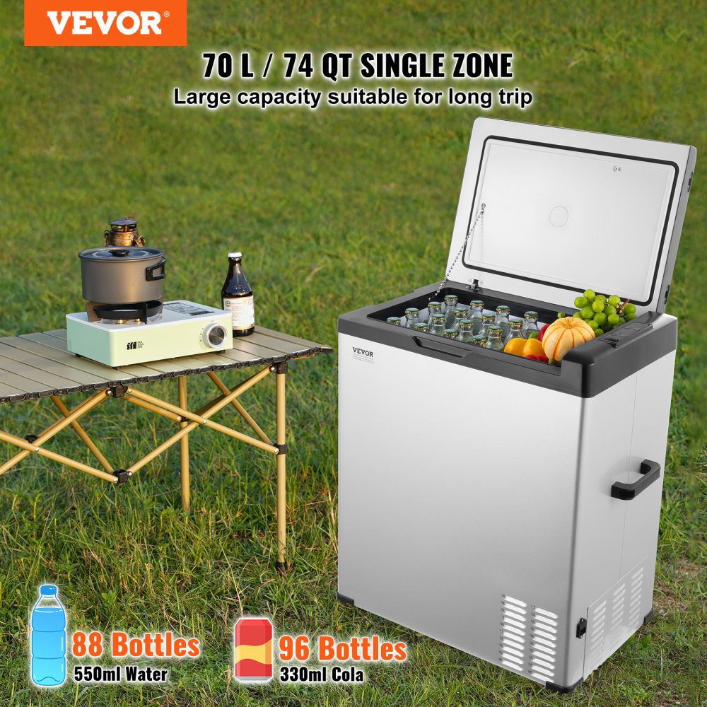 70L single zone fridge side view