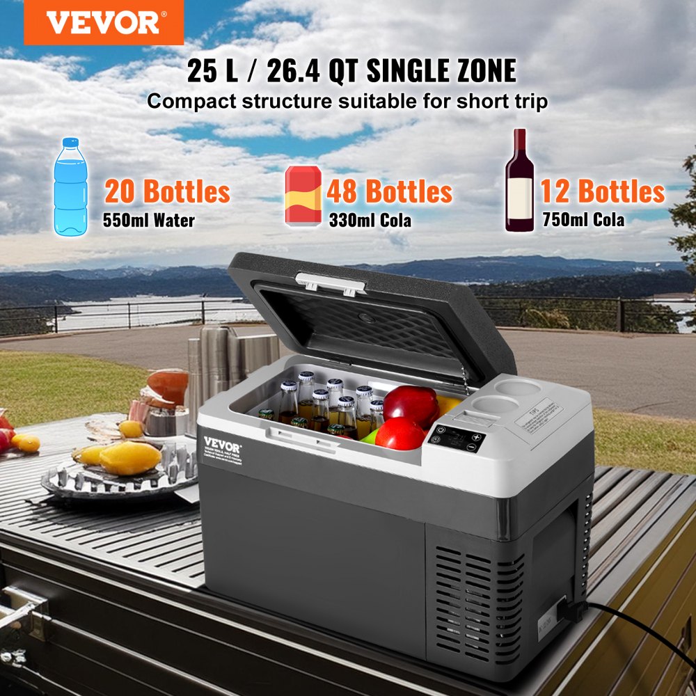 25L single zone fridge side view