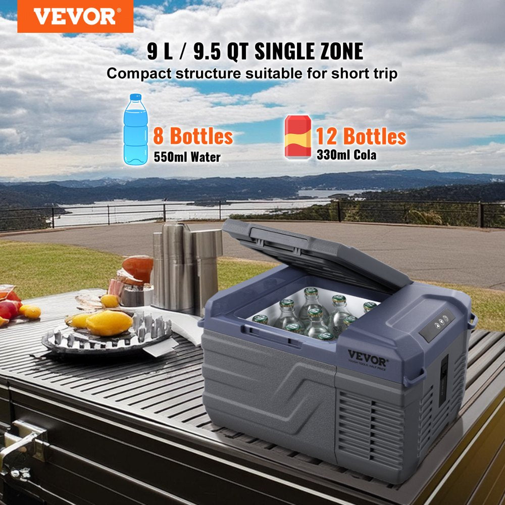 9L mini fridge freezer side view
