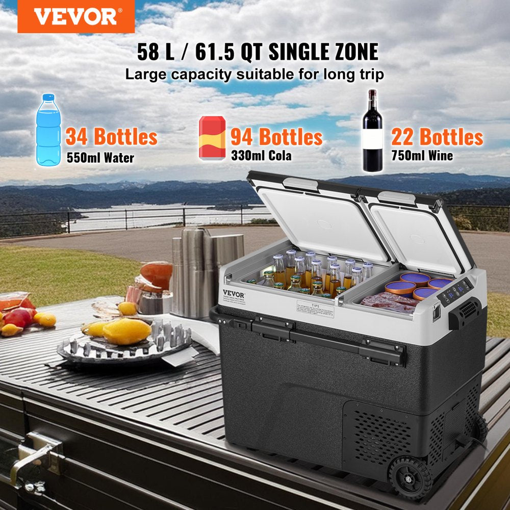 58L dual zone fridge side view