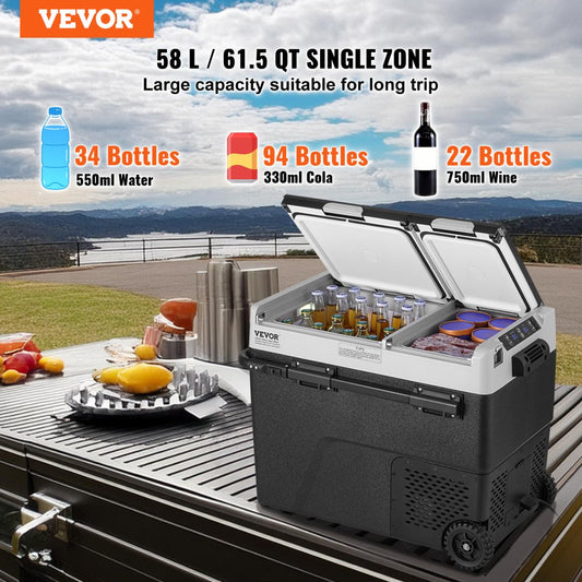 58L dual zone fridge side view