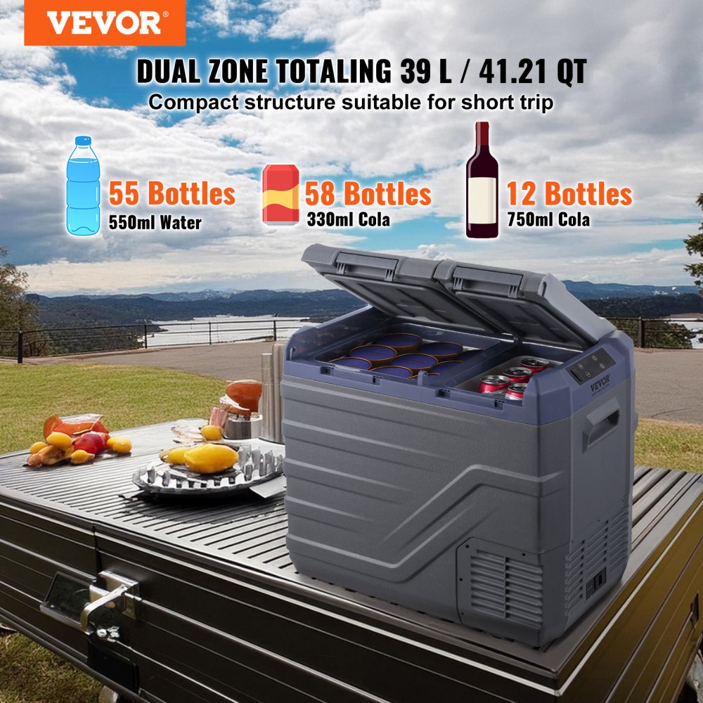 39L dual zone fridge side view