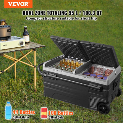 95L dual zone XL fridge side view
