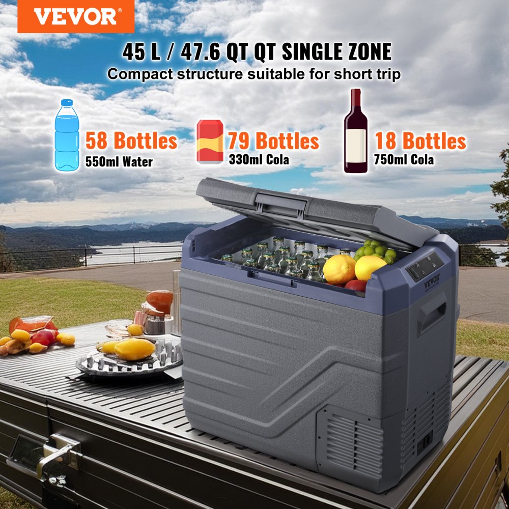 45L single zone LED fridge side view
