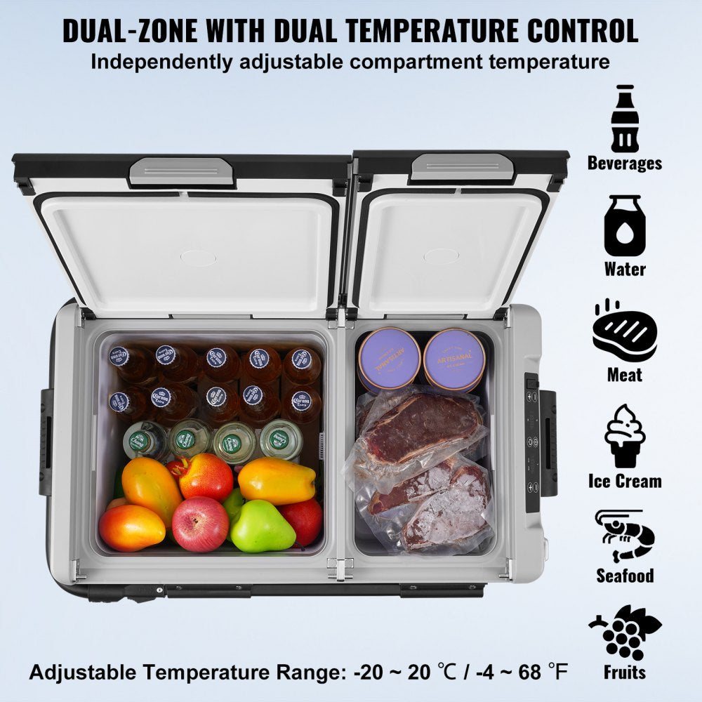 58L dual zone fridge open lid