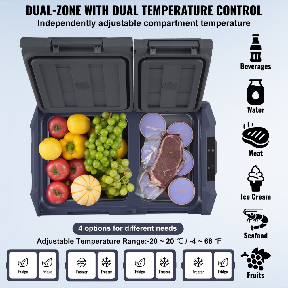 32L dual zone fridge open lid