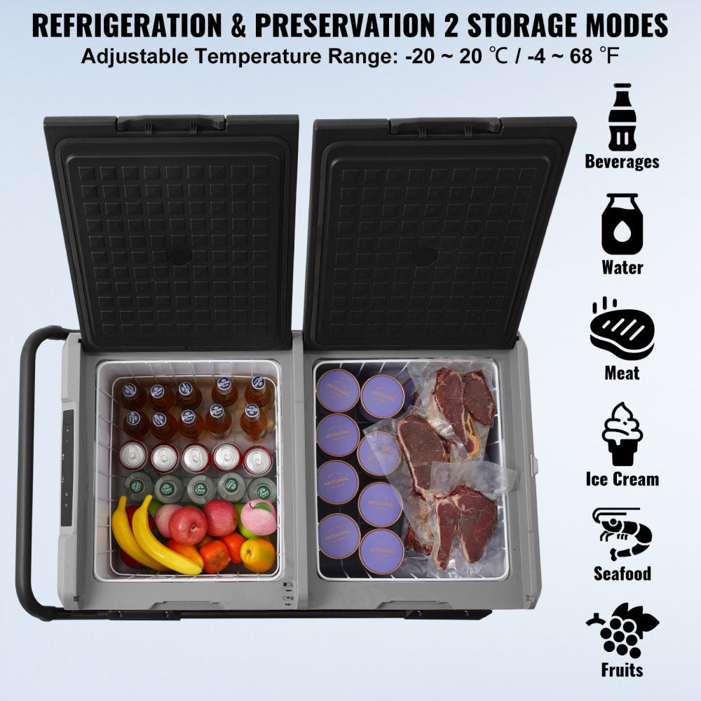 95L dual zone XL fridge open lid