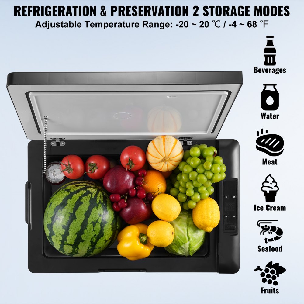 70L single zone fridge open lid